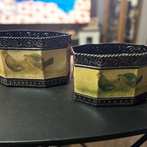 Decorative Hexagonal Planters with Rooster Design